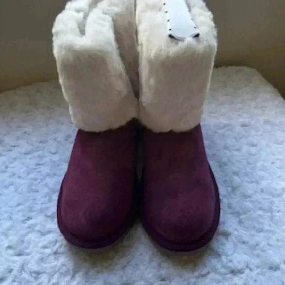 NEW Koolaburra By UGG Plum Aubrel Short Plush Double Cuff Boots Shoes Women’s 3 - Picture 12 of 14